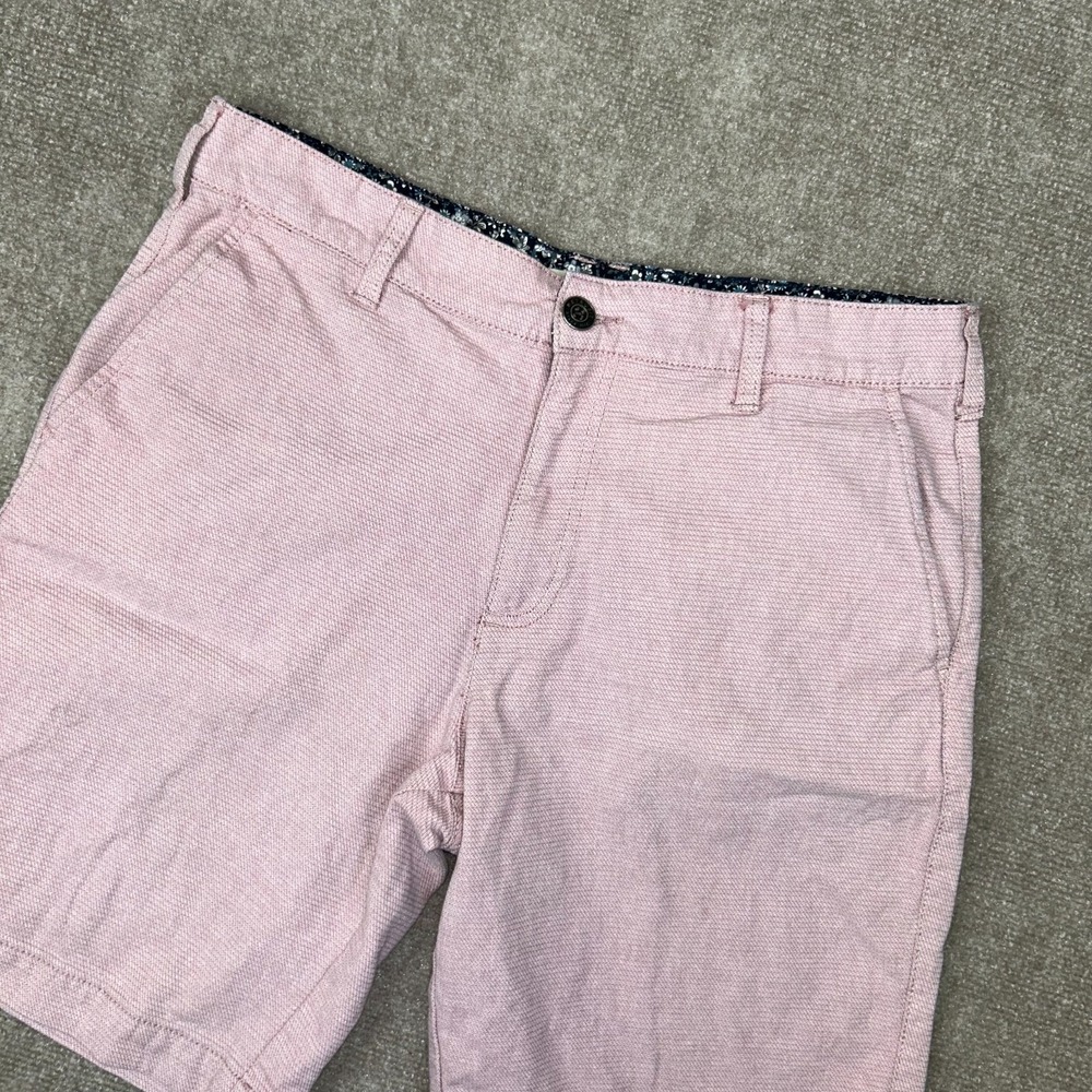 Retrofit Chino Shorts Men 32 Pink Cotton Stretch Textured Slash Pockets Mid Rise